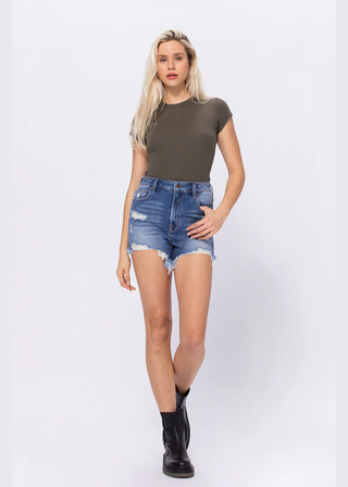 Hidden Sofie Denim Distressed Mom Shorts