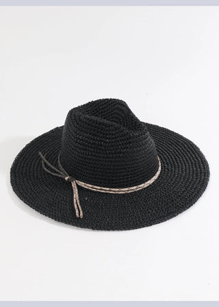 Pia Rossini Marleigh Paper Straw Fedora Hat with Embellished Band