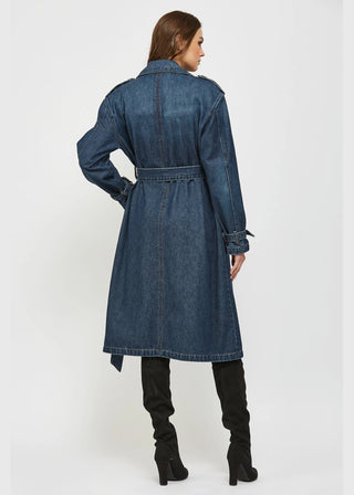 Hidden Long Trench Denim Coat